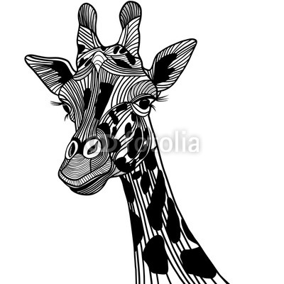 Giraffe head vector animal for t-shirt. Sketch tattoo design.