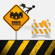 under construction sign barrier road helmet vector illustration eps 10