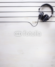 Naklejki art music studio background with dj  headphones