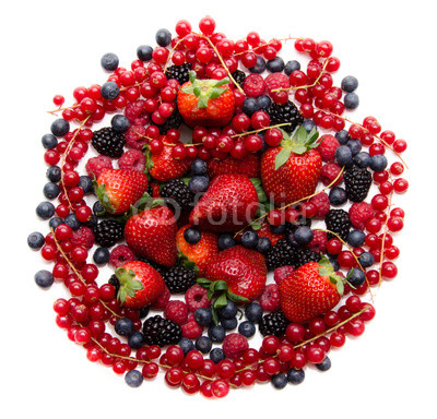 Composition of red and black fresh fruits