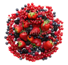 Fototapety Composition of red and black fresh fruits