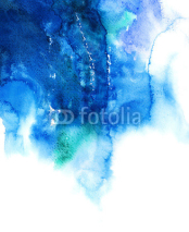 Naklejki Blue watercolor abstract hand painted background