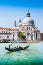 Naklejki Gondola on Canal Grande with Santa Maria della Salute, Venice