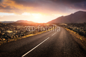 Naklejki Typical Iceland landscape with road