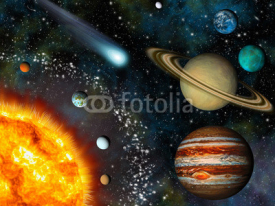 Obrazy i plakaty Realistic 3D Solar System Wallpaper