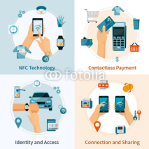 NFC Technology Flat Style Compositions