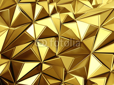 Golden background with triangles poligones waves