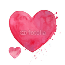 Vector Illustration of Pink Watercolor Hearts. Valentines Day Greeting Card Design.