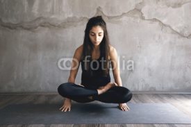 Fototapety Woman practicing yoga in various poses