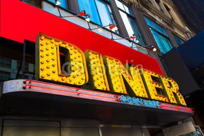 Vibrant and colorful retro diner sign