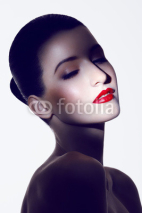Fototapety brunette with red lipstick