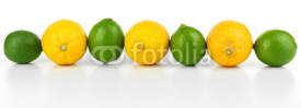 Naklejki Lemons and limes, isolated on white