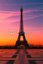 Naklejki The Eiffel Tower in Paris at Sunrise, France