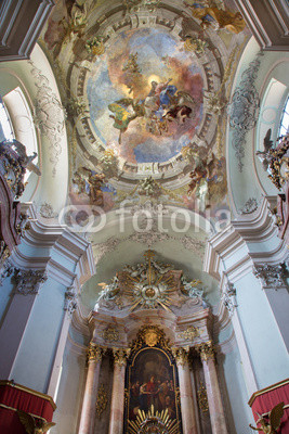 Vienna - Cupola and altar of Baroque church Maria Treu.