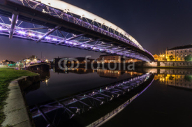 Bernatka footbridge over Vistula river in Krakow in the night