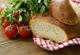 Naklejki traditional Italian ciabatta bread with tomatoes and herbs