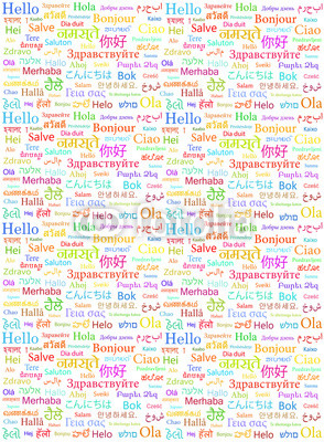 The word Hello written with in different world languages