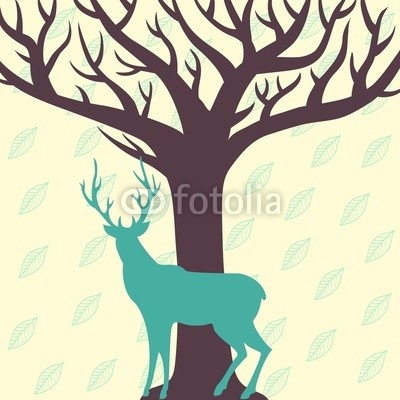 Deer and tree vector illustration