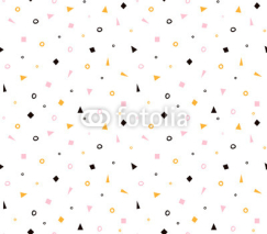 Naklejki Seamless geometric pattern with colorful elements, vector background. Simple universal design.