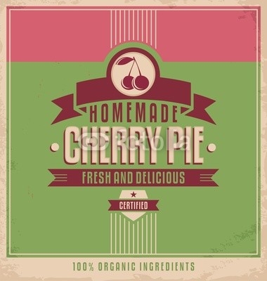 Cherry pie vintage vector poster template