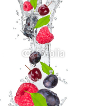 Naklejki Fresh fruit in water splash