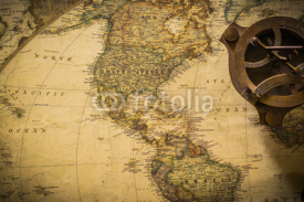 Fototapety old map with compass