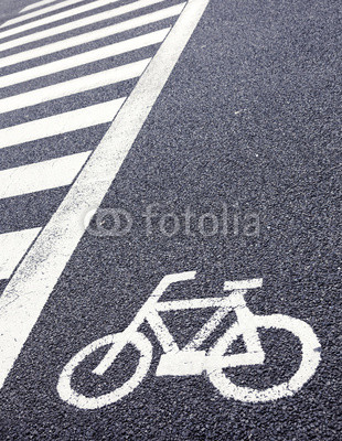 Bicycle lane signage on the street