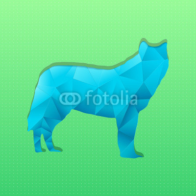 Abstract triangular stamp blue wolf