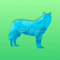 Naklejki Abstract triangular stamp blue wolf