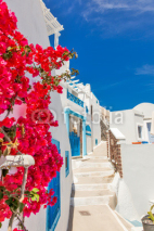 Naklejki Greece Santorini island in Cyclades, traditional sights of color