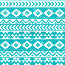 Naklejki Aztec tribal seamless grunge white pattern on blue background