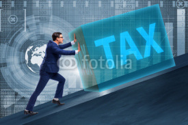 Obrazy i plakaty Businessman in high taxes concept