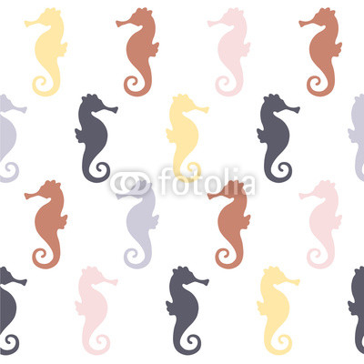 Colorful seahorses. Seamless vector pattern.