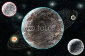 Obrazy i plakaty New Planetary System, Abstract cosmic background with planets an