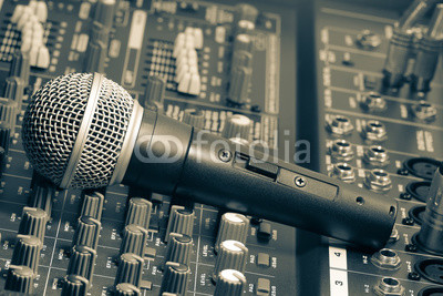 Audio mixer and microphone.