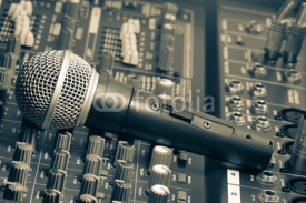 Naklejki Audio mixer and microphone.