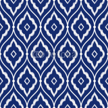 Naklejki Seamless indigo blue and white vintage Persian ikat pattern