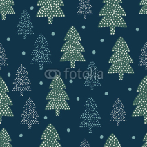 Fototapety Christmas pattern - Xmas trees and snow. Happy New Year nature seamless background. Forest design for winter holidays. Vector winter holidays print for textile, wallpaper, fabric, wallpaper.