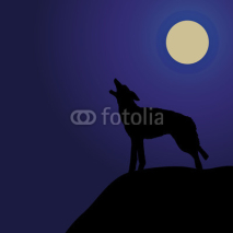 Naklejki Wolf Howling in the Moonlight