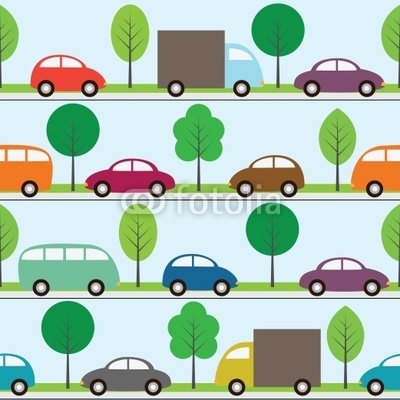 Seamless background with cartoon cars