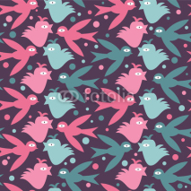 Fototapety Seamless pattern with cute birds