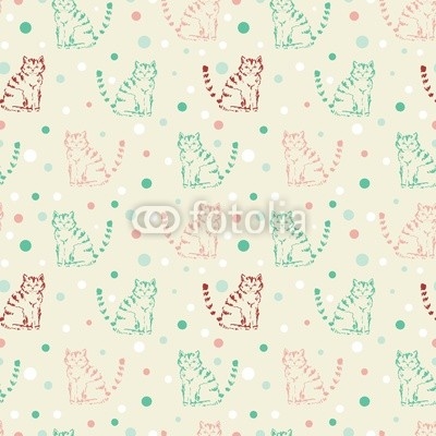 Cute funny seamless pattern with cats