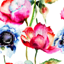 Obrazy i plakaty Seamless pattern with Beautiful flowers