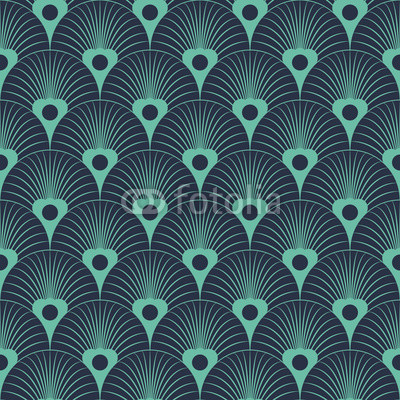 Seamless neon blue art deco floral overlaying pattern vector