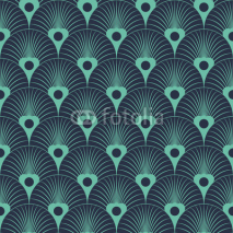 Naklejki Seamless neon blue art deco floral overlaying pattern vector