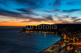 Naklejki Sunset at the Atlantic Ocean, Bay of Sesimbra, Portugal