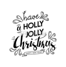 Fototapety Merry christmas and happy new year lettering art