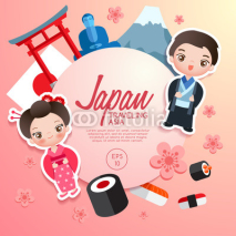 Traveling Asia : Japan Tourist Attractions : Vector Illustration
