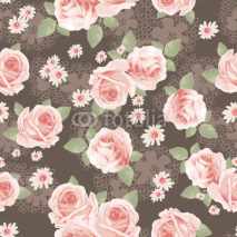 Naklejki vintage roses over lace seamless background