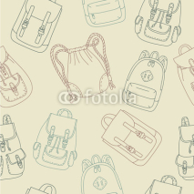 Seamless pattern with cartoon rucksacks